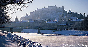 Salzburg is attractive at any time of the year - here you see it in winter.